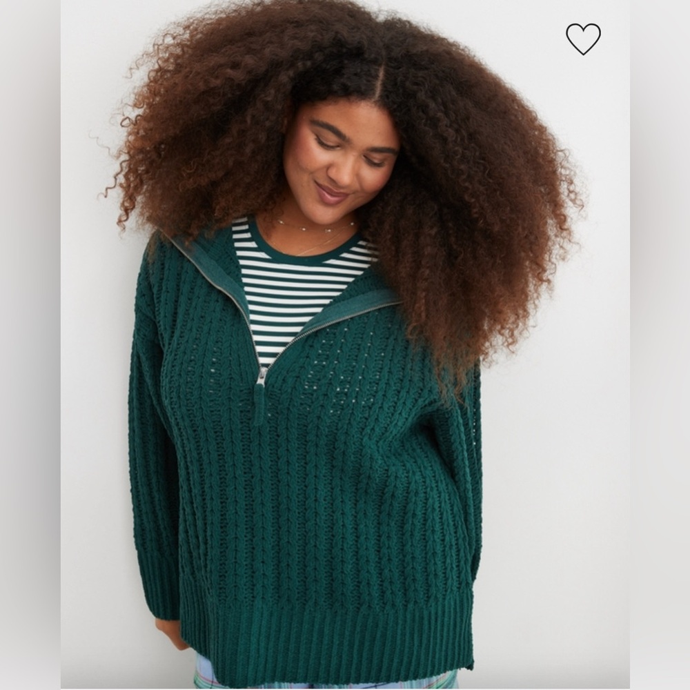 Aerie Green Knit Sweater